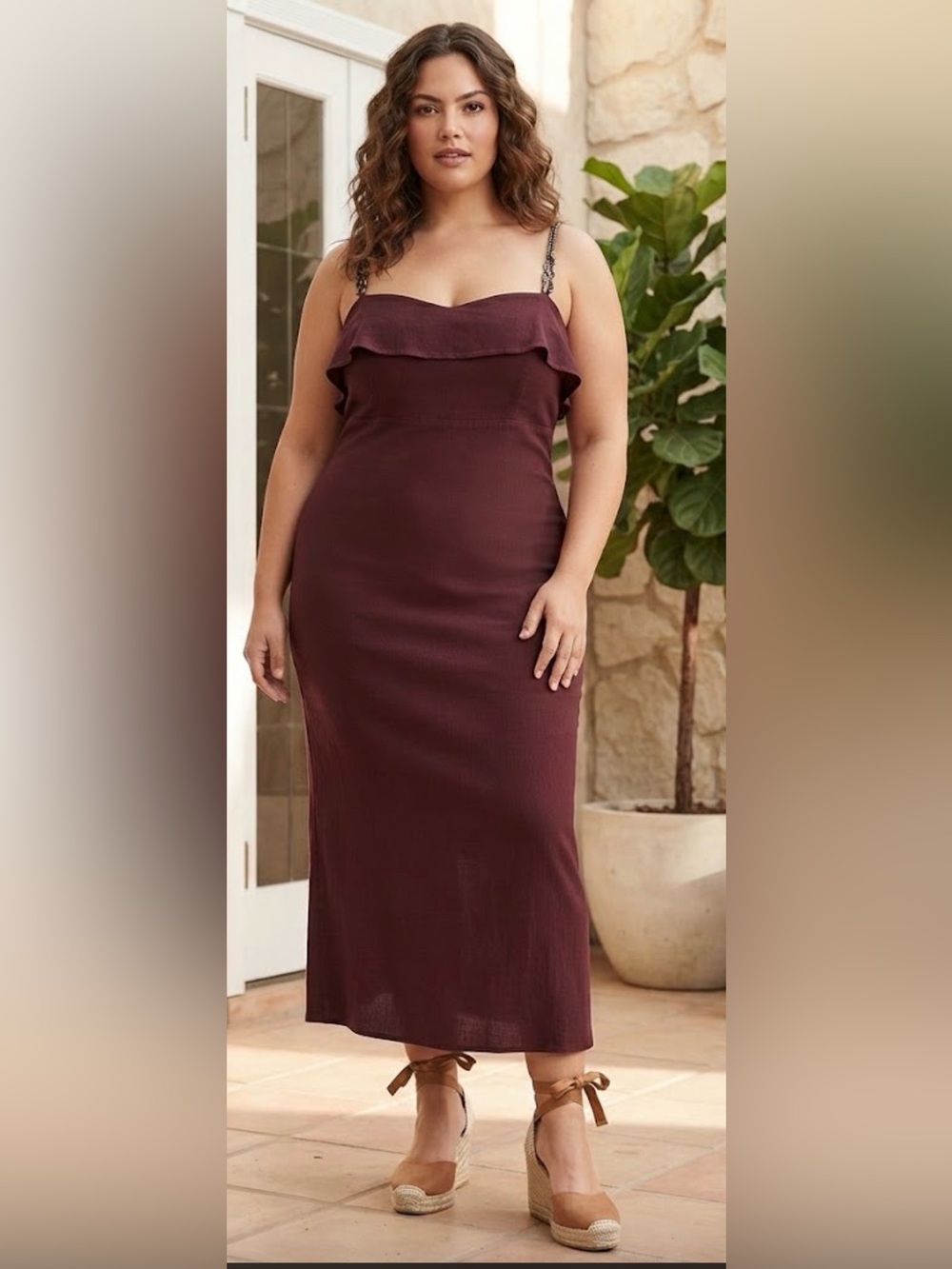 Paper Heart Ruffled Sweetheart Dress Chocolate